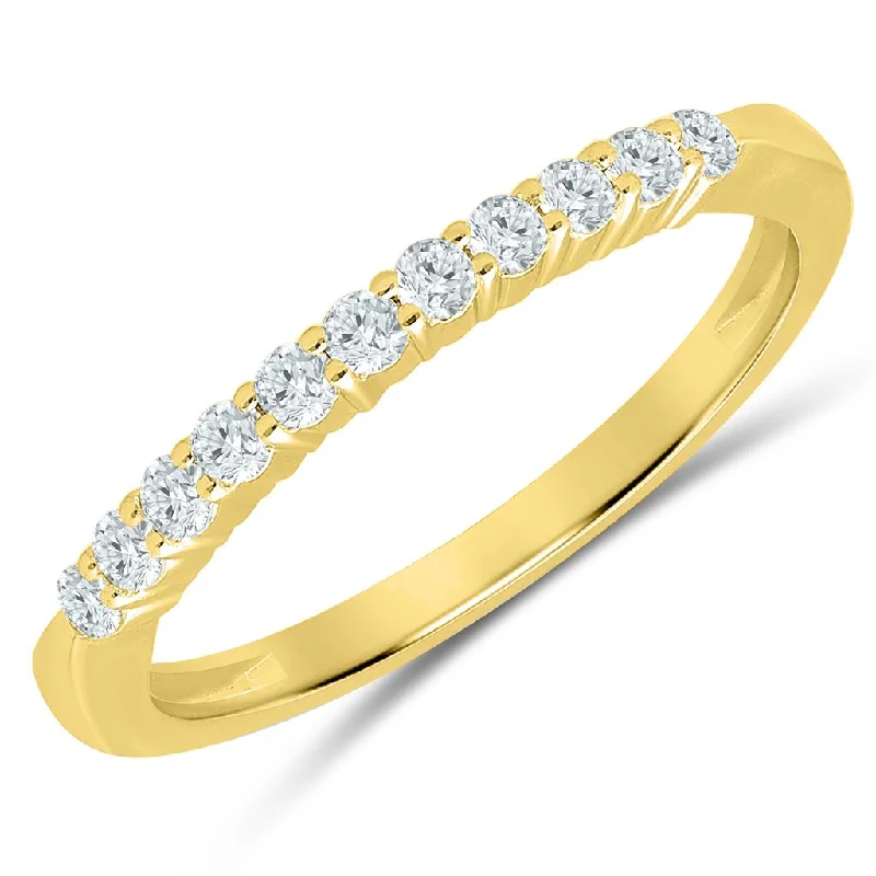 women’s gold engagement rings-14K Yellow Gold 0.25ctw Round Diamond Eleven Stone Wedding Band