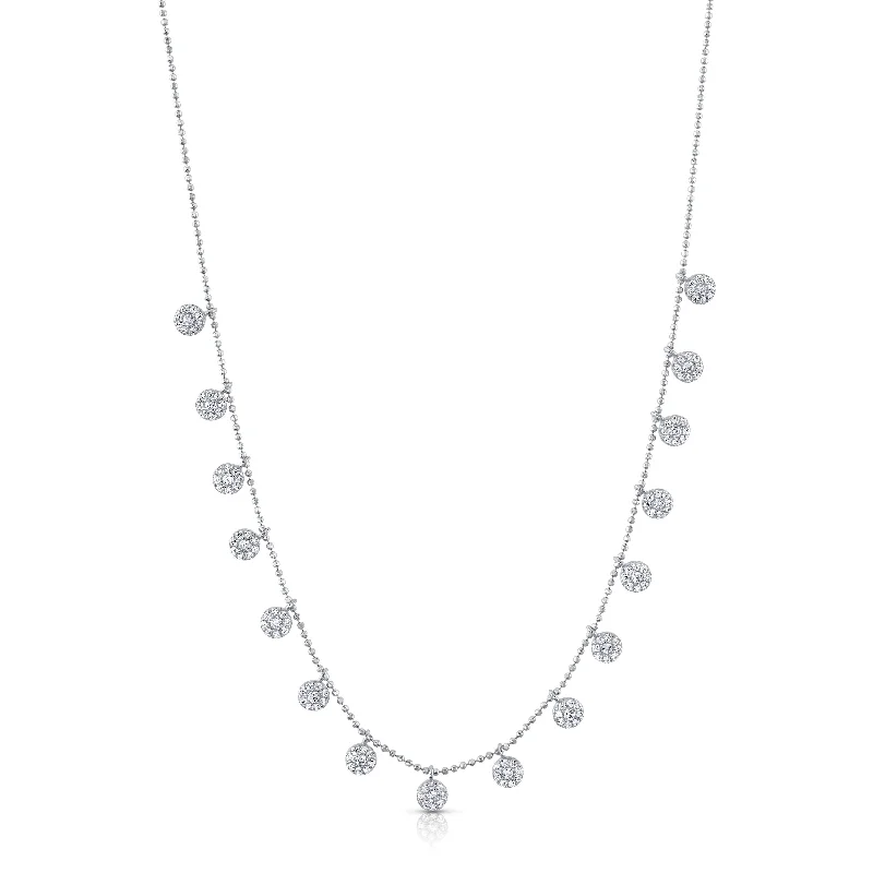 women’s gemstone pendant necklaces-MINI CZ DISC NECKLACE, SILVER