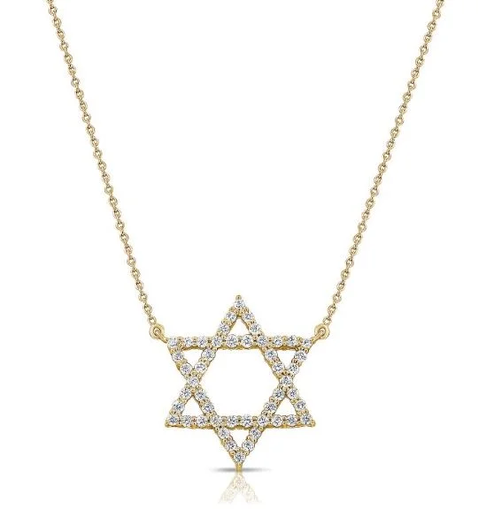 women’s infinity necklaces-14k Yellow Diamond Star of David Necklace