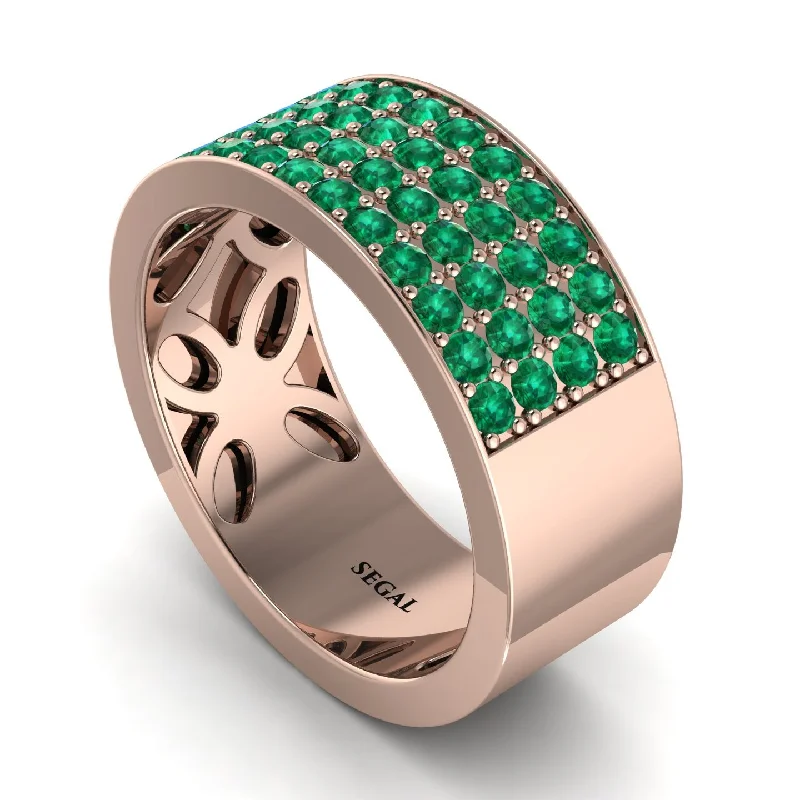 women’s rose cut engagement rings-Emerald Everlasting Radiance Wedding Band - Carolina No. 5