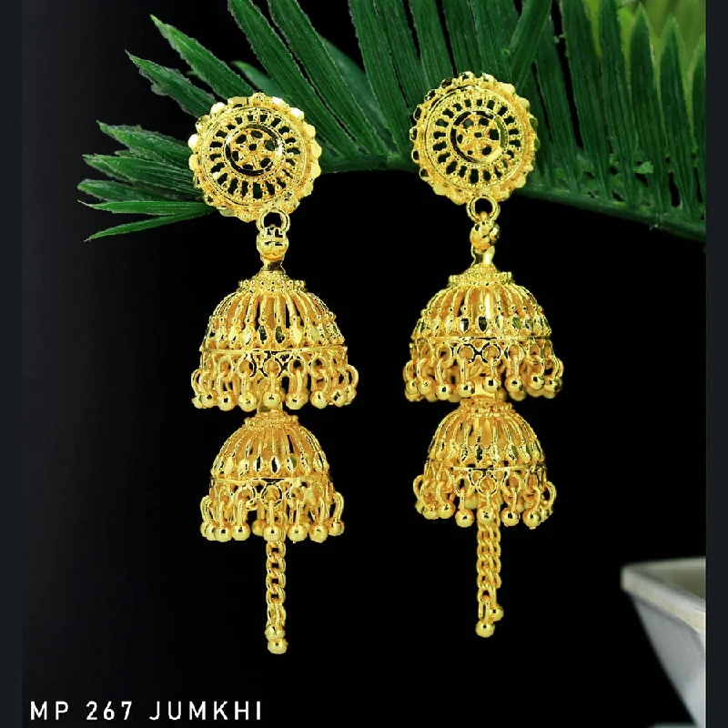 women’s fashion hoop earrings-Mahavir Forming Gold Plated Jhumki Earrings  - MP 267 Jumkhi