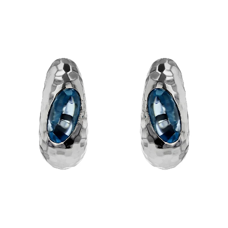 women’s silver earrings-Roberto Coin Sterling Silver Topaz Hoop Earrings