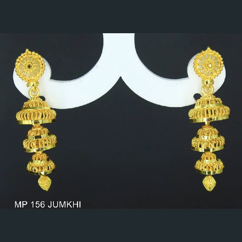 women’s sparkling earrings-Mahavir Forming Gold Plated Jhumki Earrings  - MP 156 Jumkhi