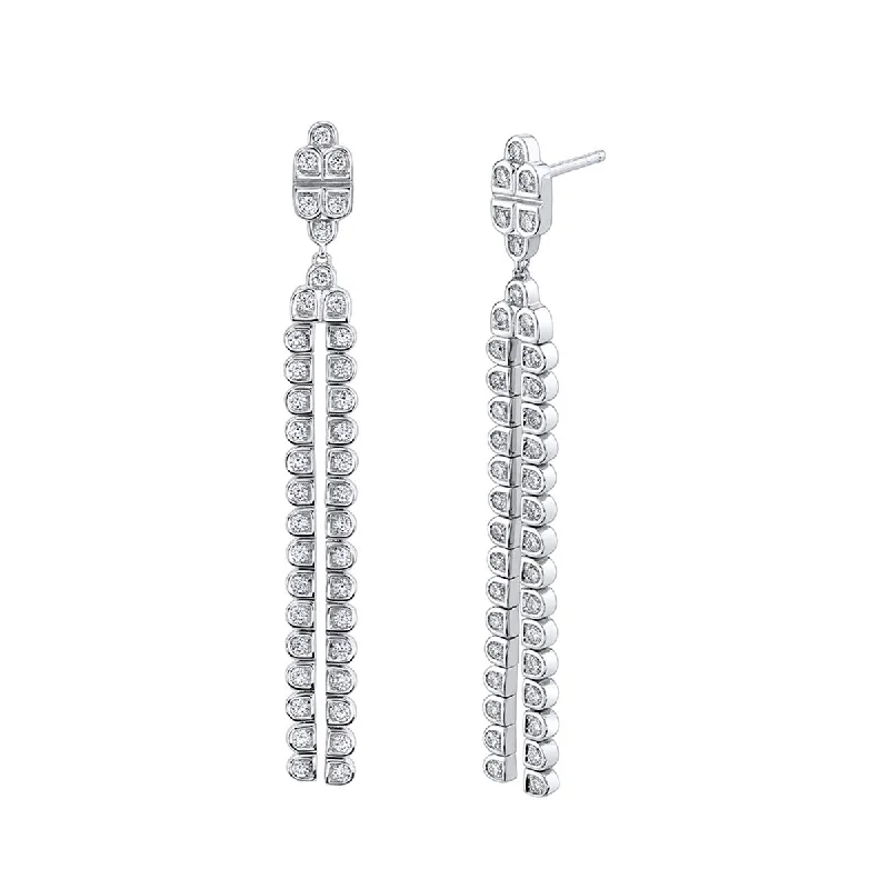 women’s small earrings-Scallop Diamond Drop Earrings