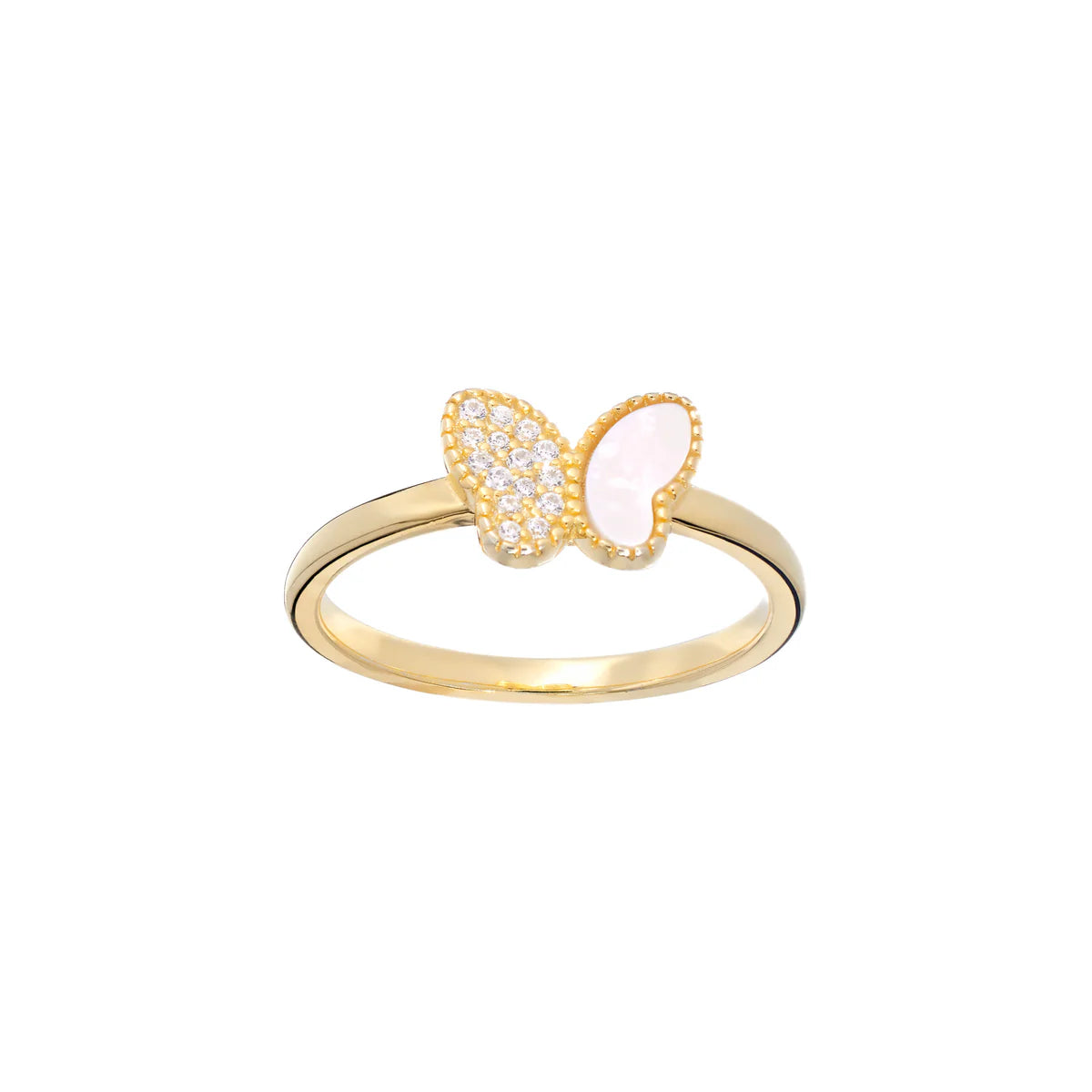 women’s sapphire diamond rings-Pavé Pearl Butterfly Ring