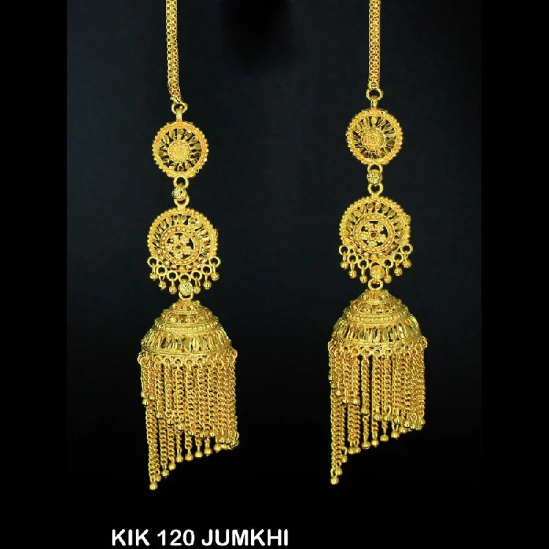 women’s fancy earrings-Mahavir Forming Gold Plated Jhumki Earrings  - KIK 120 Jumkhi