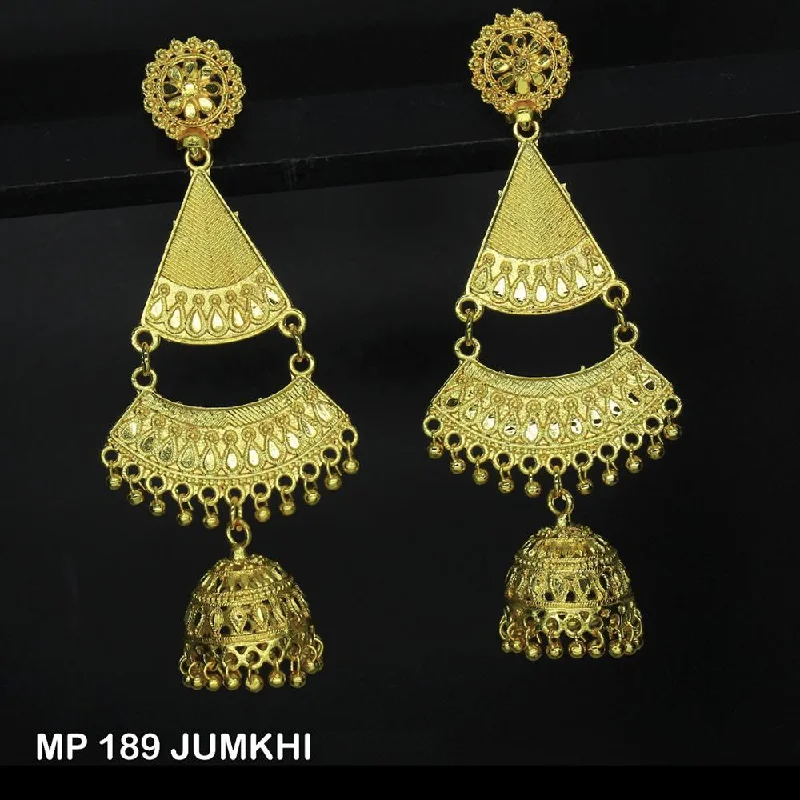 women’s geometric earrings-Mahavir Forming Gold Plated Jhumki Earrings  - MP 189 JUMKHI