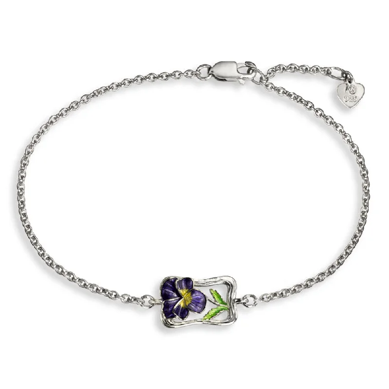 women’s luxury tennis bracelets-Double-sided enamel design, Adjustable 7.5 to 8.25 inches, Rhodium Plated for easy care, Gift Boxed