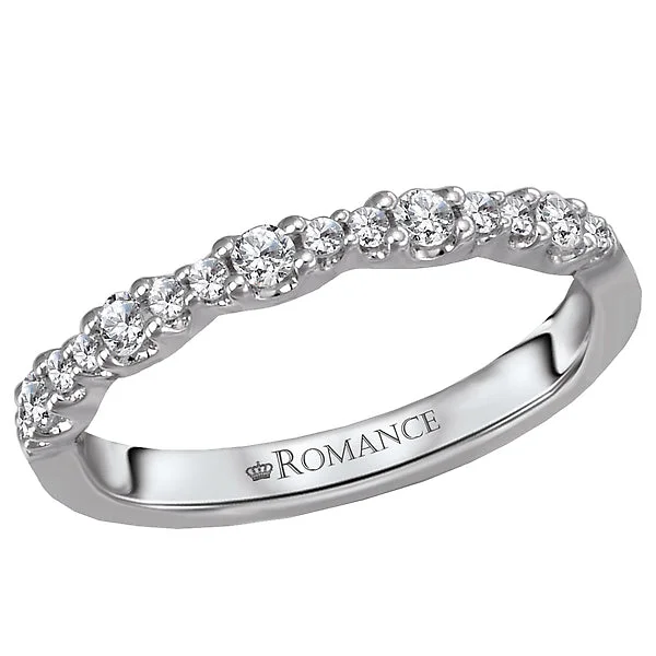 women’s non-traditional engagement rings-14K White Gold Romance Collection Wedding Band.