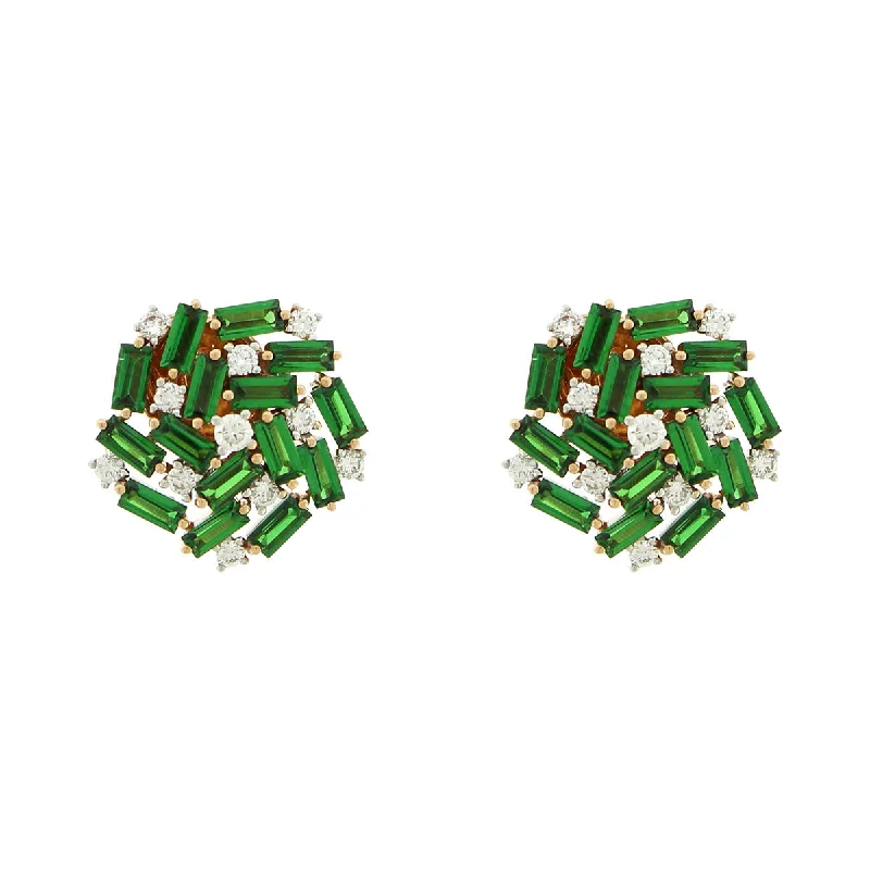 women’s matching earrings-Salavetti 18K Rose Gold Tsavorite and Diamond Earrings