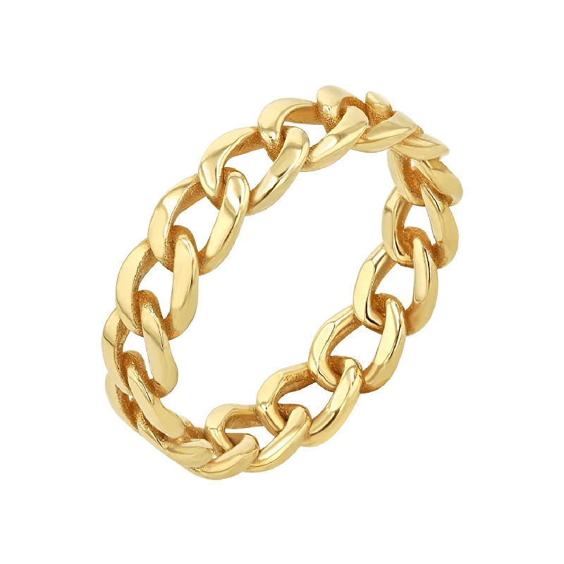 women’s wedding band rings-Cuban Curb Link Ring