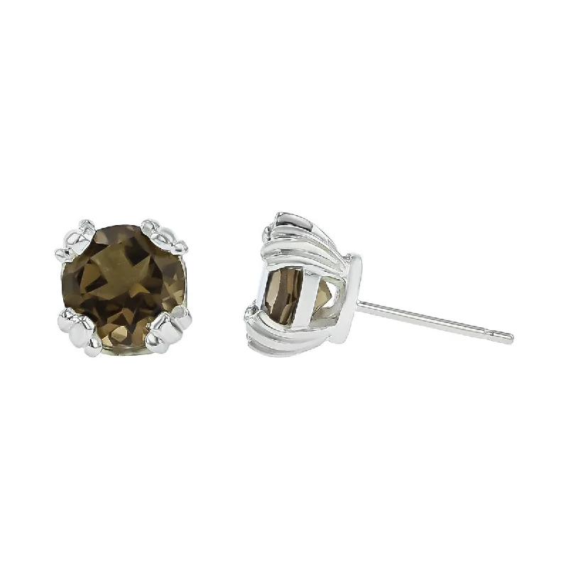 women’s dangling earrings-Slane Sterling Silver Smoky Quartz Stud Earrings