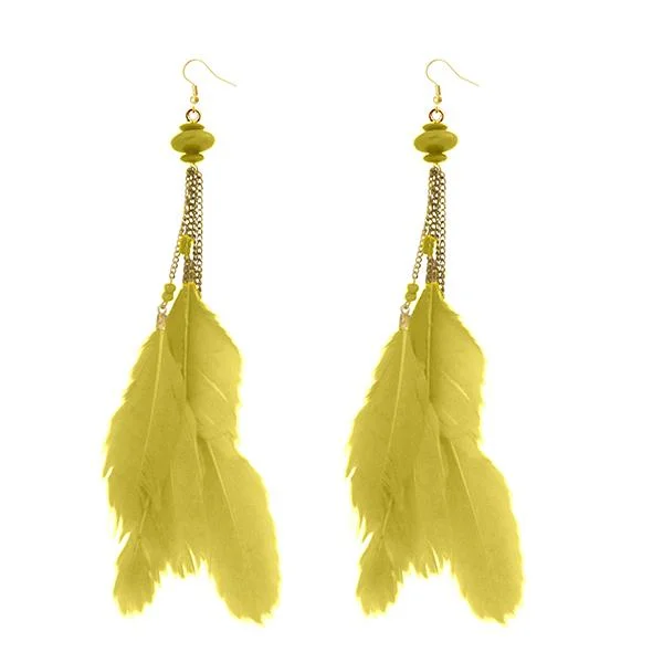 women’s minimalist earrings-Tip Top Fashions Gold Plated Yellow Feather Earrings - 1310971E