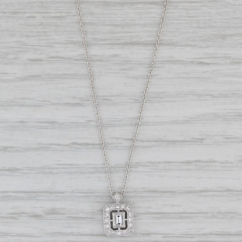 women’s colorful chain necklaces-Diamond Halo Pendant Necklace 18k White Gold 16.25" Cable Chain