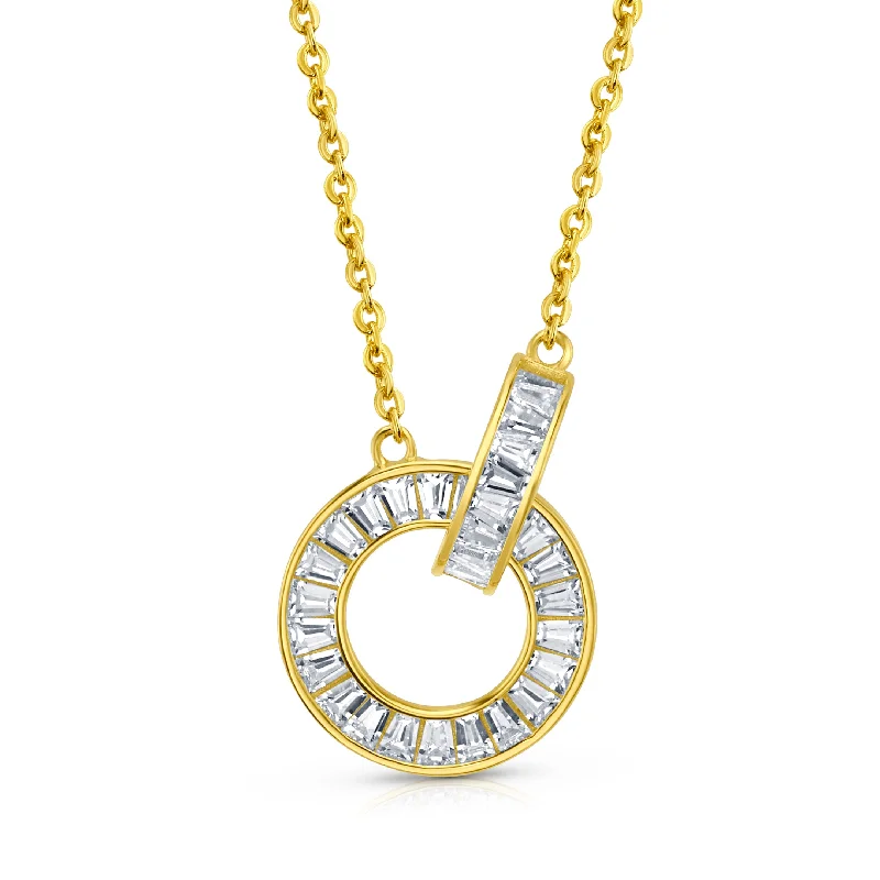 women’s heart-shaped necklaces-BAGUETTE BRILLIANCE NECKLACE, GOLD