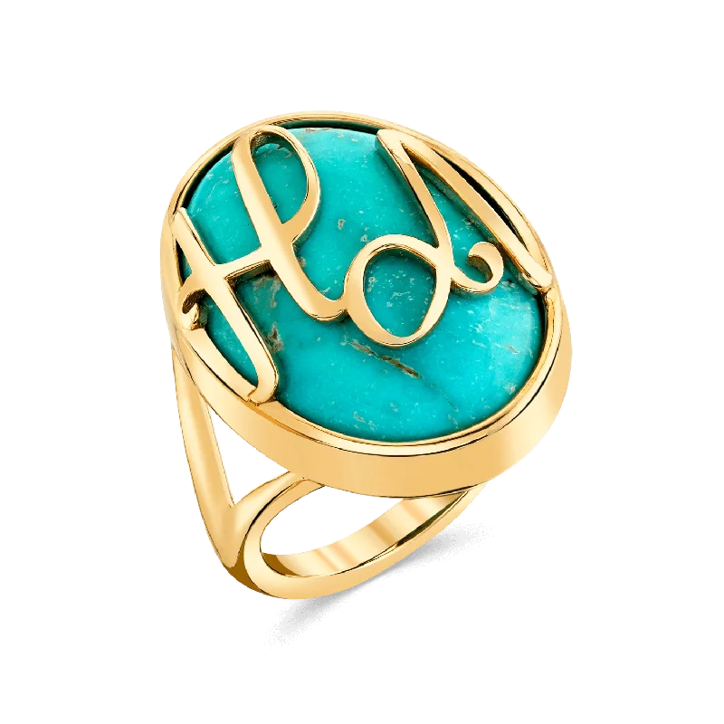 women’s diamond band rings-Turquoise Heirloom Initial Ring