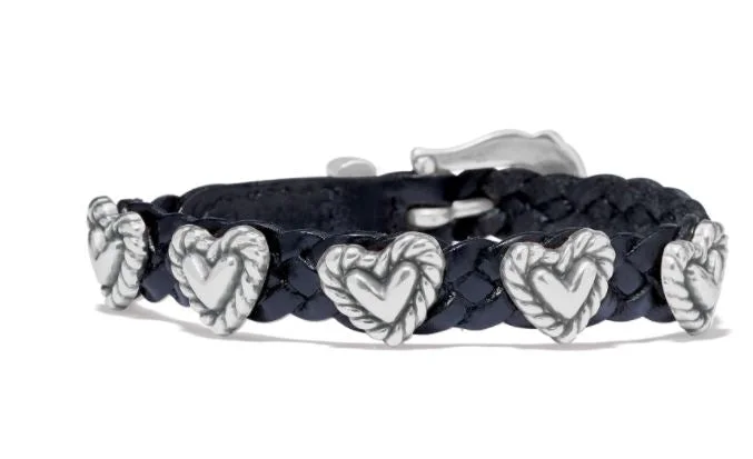 women’s diamond bangles-Roped Heart Braid Bandit Bracelet- Black