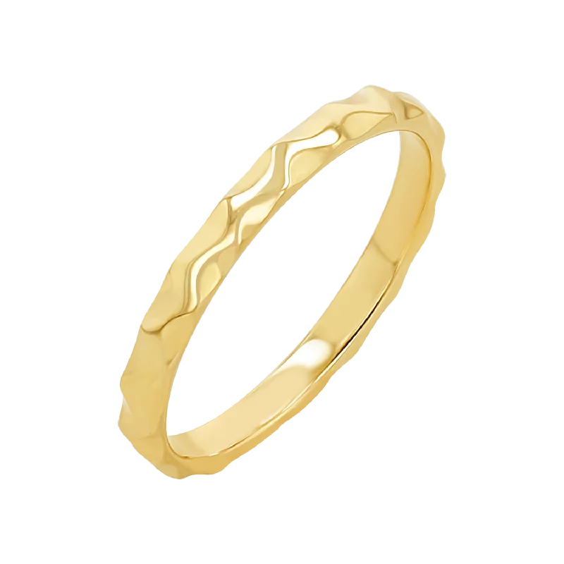 women’s thick gold rings-Hammered Stacking Band