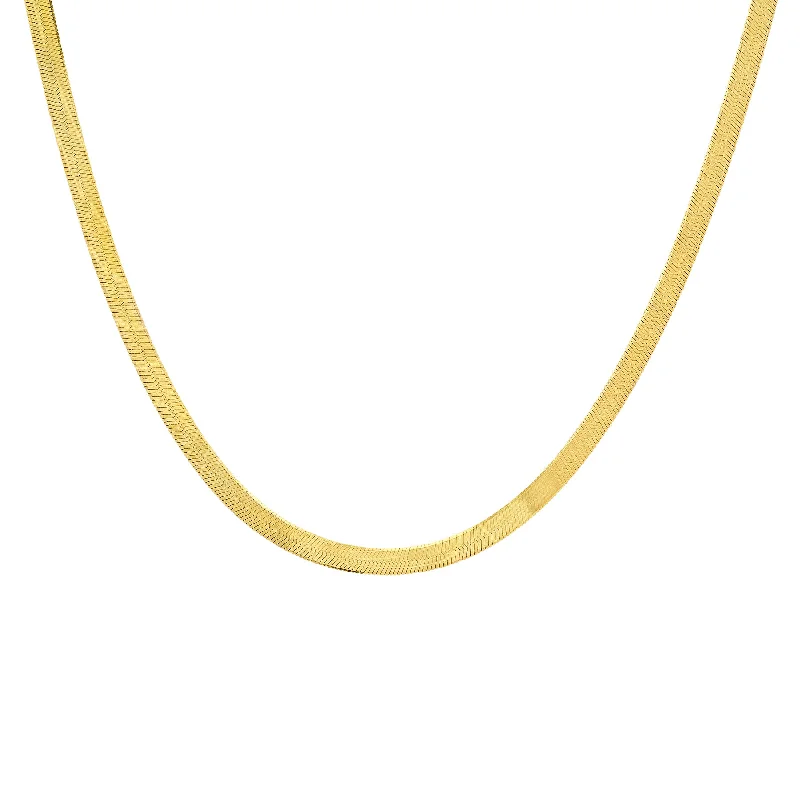 women’s layered chain necklaces-FINE THIN HERRINGBONE NECKLACE, 14kt GOLD