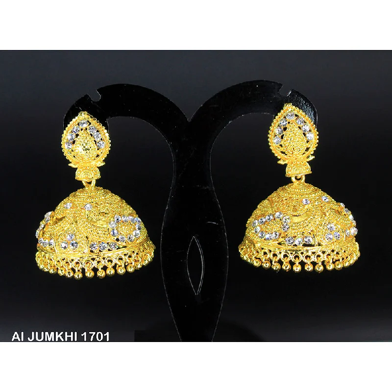 women’s ruby earrings-Mahavir Gold Plated Austrian Stone Jhumki Earrings -AI Jumkhi 1701