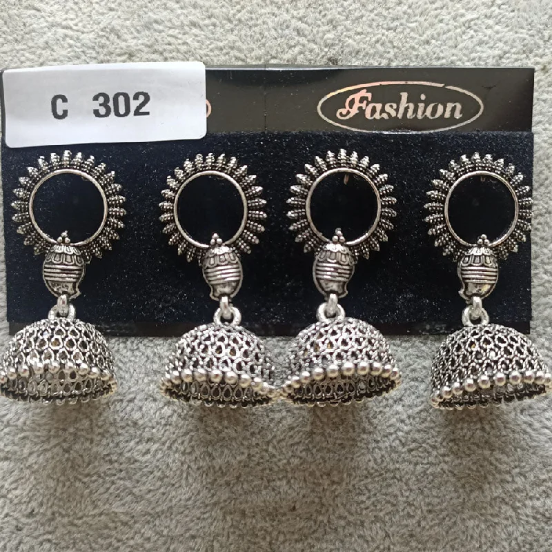 women’s matching earrings-Tahura Oxidized Plated Pack Of 24  Jhumki Earrings - TAHEAR08