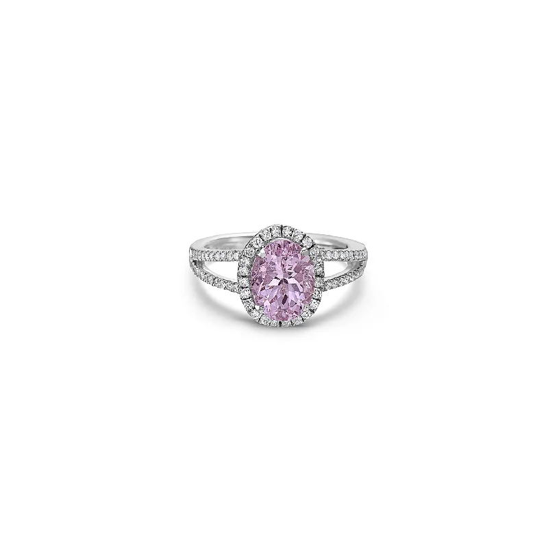 women’s matching rings-Pastel Diamond Split-Band Oval Ring