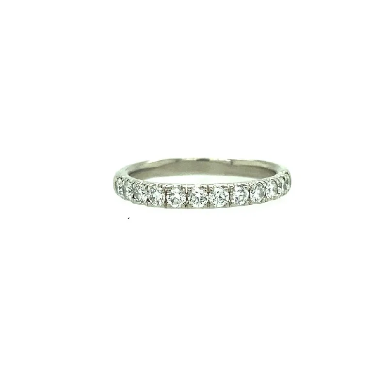 women’s floral engagement rings-14K White Gold 1ctw Round Diamond Classic Wedding Band