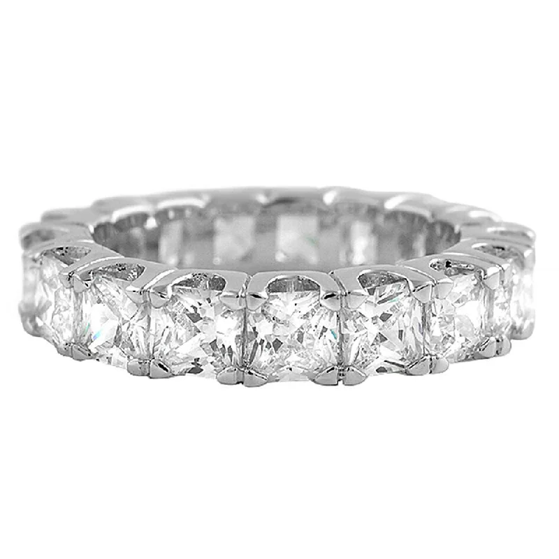 women’s flower rings-Princess Cut Eternity CZ Bling Bling Ring