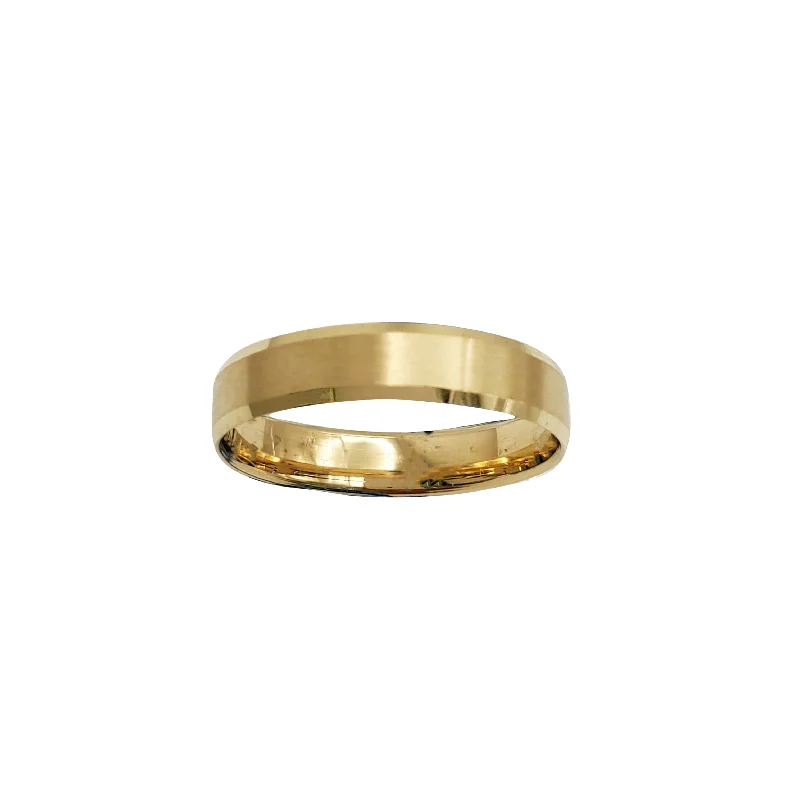 women’s promise rings-Beveled-Edge Satin Finish Wedding Band (18K)