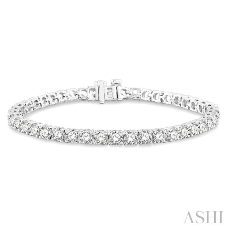 women’s silver bangle sets-9 Ctw Round Cut Diamond Tennis Bracelet in 14K White Gold