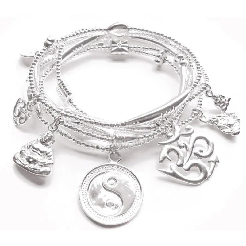 women’s adjustable bangles-ENERGY & BALANCE 6-Stack in Sterling Silver