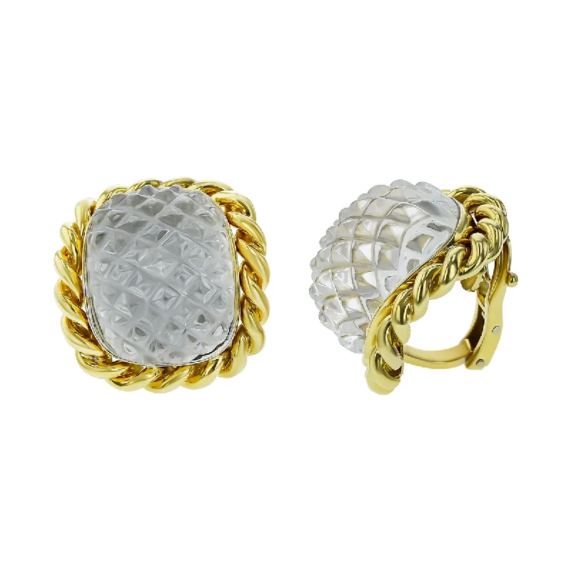 women’s silver hoop earrings-Sabbadini 18K Yellow Gold Crystal Clip Earrings