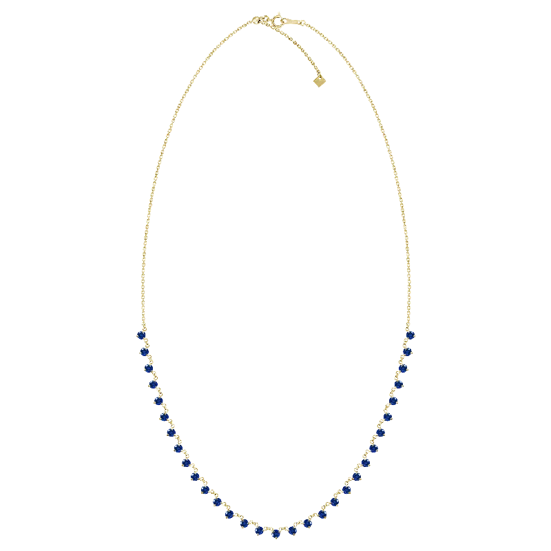 women’s pendant necklaces-18K Yellow Gold Sapphire Necklace