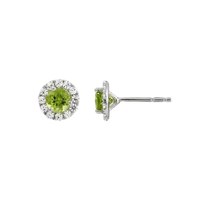 women’s gold stud earrings-Peridot and Diamond Halo Earrings