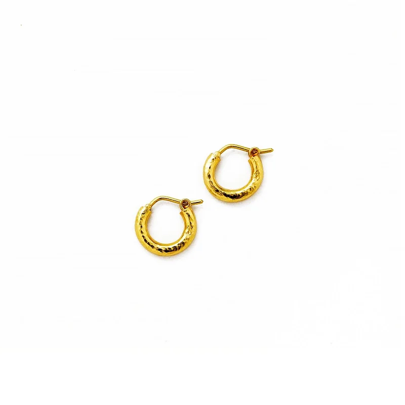 women’s stud earrings-Baby Hammered Hoops Earrings