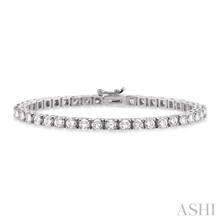 women’s fancy bracelets-10 Ctw Square Shape Round Cut Diamond Tennis Bracelet in 14K White gold