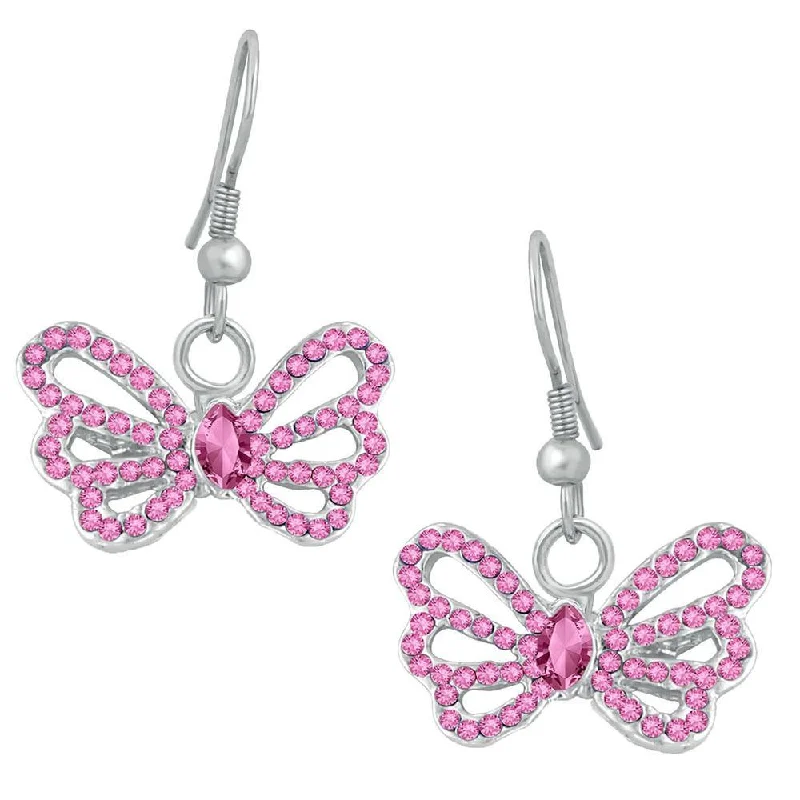 women’s chunky earrings-Mahi Winged Butterfly Crystal Earrings