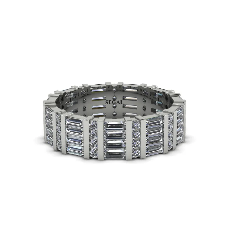 women’s princess cut diamond engagement rings-Baguette Diamond Eternity Wedding Band - Keegan No. 3