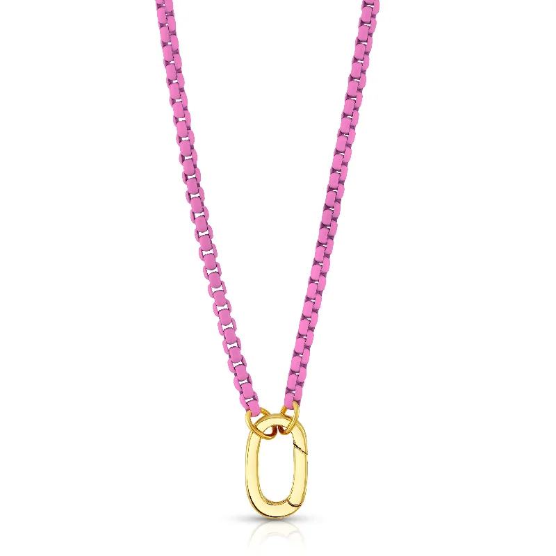 women’s chunky statement necklaces-PINK ENAMEL CONNECTOR NECKLACE