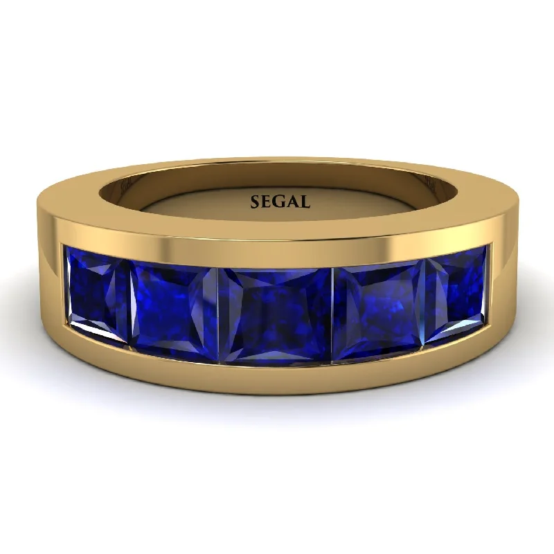 women’s non-traditional engagement rings-2.6 Ct Princess Cut Sapphire Wedding Band - Kensley No. 13