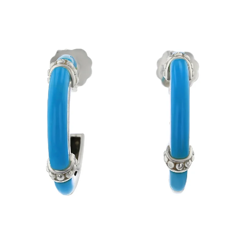 women’s vintage earrings-Slane Sterling Silver Turquoise Hoop Earrings