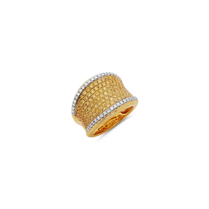 women’s chunky gold rings-Diamond Saddle Ring