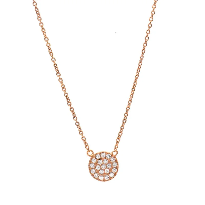 women’s statement gold necklaces-TINY DISC NECKLACE, ROSE GOLD