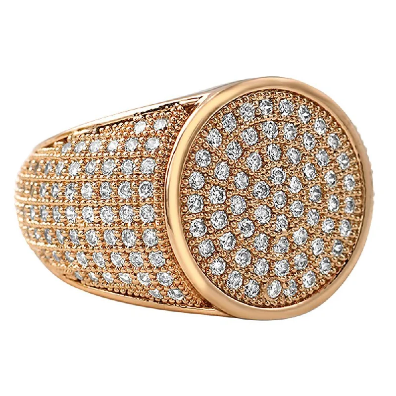 women’s engagement rings with colored stones-Round Rose Gold CZ Micro Pave Bling Ring