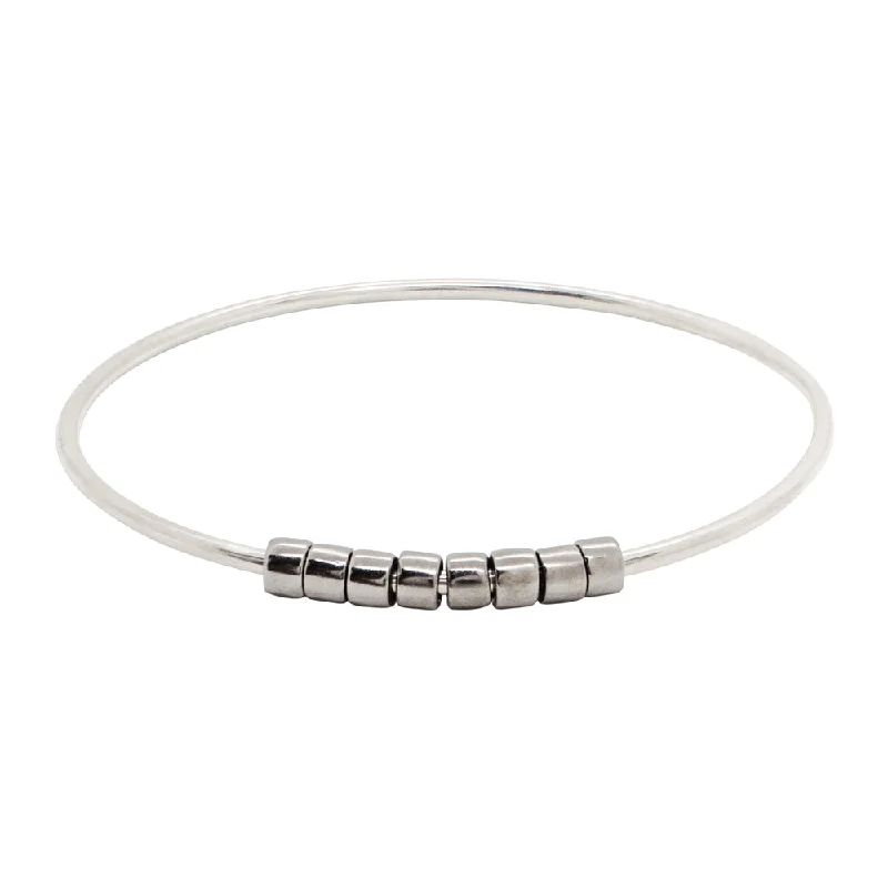 women’s chain bangles-Worry Bangle in Silver & Antiqued Sterling Beads | Available to Ship January 28, 2025