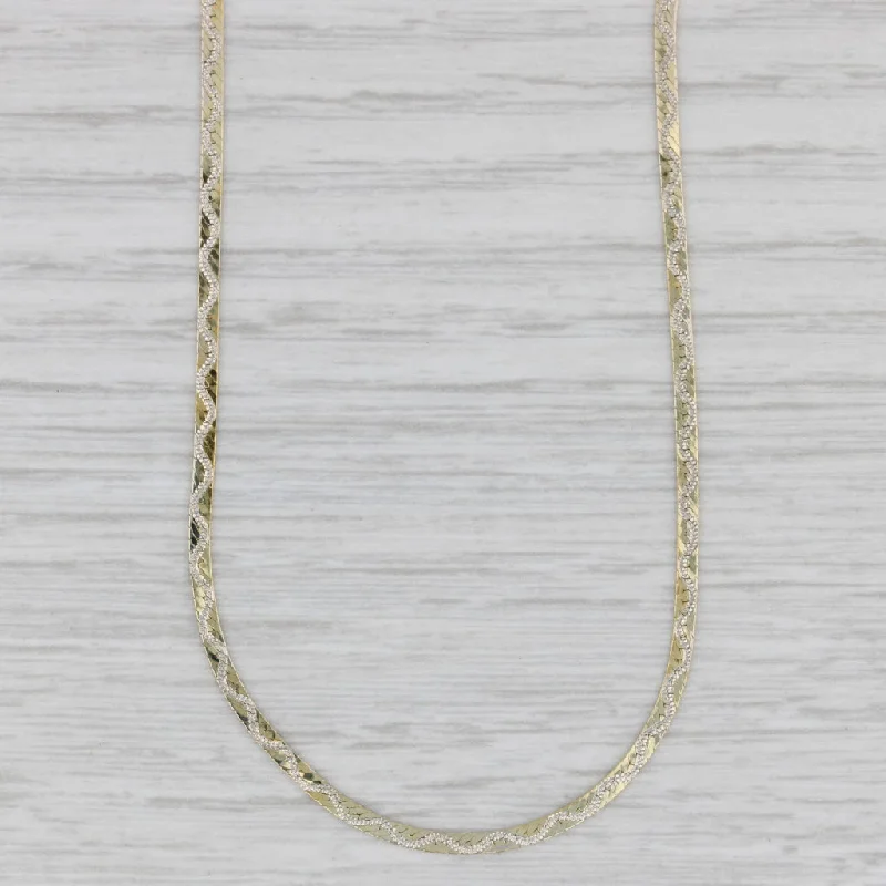 women’s gold necklaces-16" Herringbone Chain Necklace 14k Yellow White Gold 1.8mm Italian