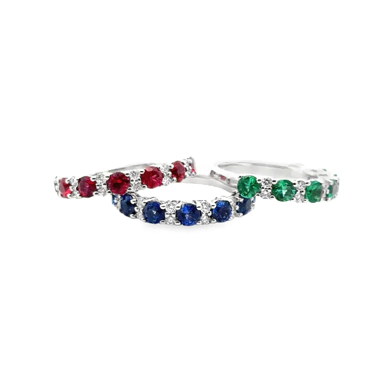 women’s matching rings-Half-Way Colored Stone Rings