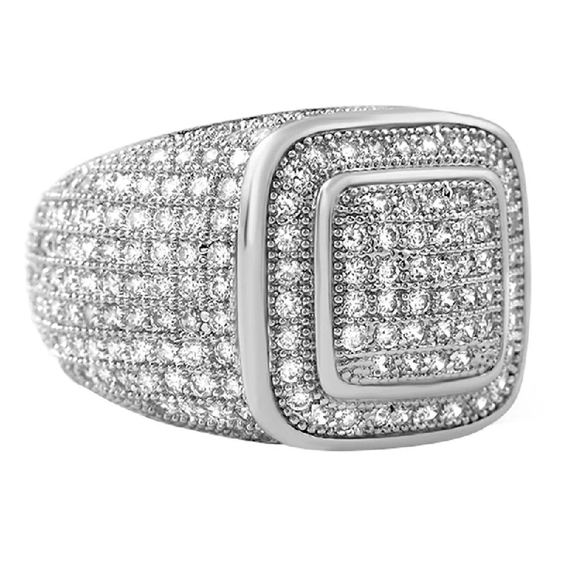 women’s three-stone rings-Classy Rhodium CZ Bling Bling Ring