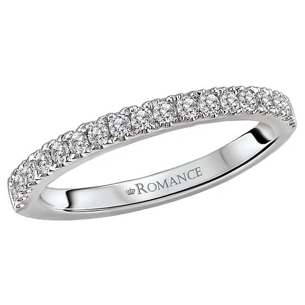 women’s anniversary engagement rings-14K White Gold Romance Collection Wedding Band.