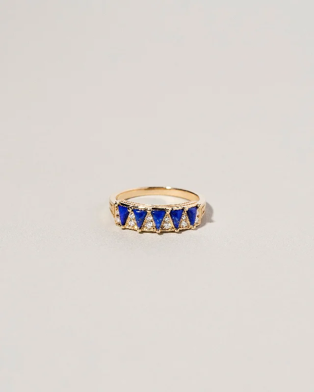 women’s sapphire rings-Five Triangle Ring - Lapis